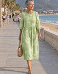 ALDARA – Women's Dress with Floral Embroidery - Mint Green
