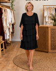 ALIRA - Elegant Comfort Ruffle Dress - Black