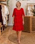 ALIRA - Elegant Comfort Ruffle Dress - Red