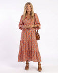 AMARA - Diamond Print Tiered Midi Dress