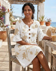 AMELIA - Embroidered Floral Midi Dress