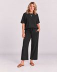 ASANARE - Soft Casual Top and Pants Set - Black