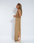 AYANIA - Slimming Dress and Vest Set - Dress - Coffee