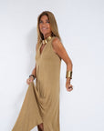 AYANIA - Slimming Dress and Vest Set - Dress - Coffee