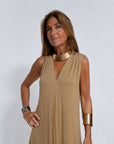 AYANIA - Slimming Dress and Vest Set - Dress - Coffee