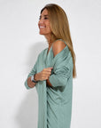 AYANIA - Slimming Dress and Vest Set - Olive Dress + Olive Vest