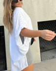 BELLA - Studded Oversized Tee - White