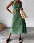 BLOME - Sleeveless Boho Midi Dress - Green