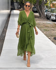 CRISTI - Flowy Crossed Dress - Green