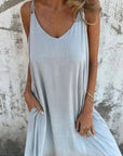 DEGRADE - Ombre Boho Maxi Dress - Light Grey