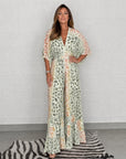 EARTHA - Leopard Print Kimono Jumpsuit - Dark Green
