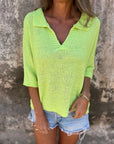 GARIELE - Boho Knit Top - Light Green