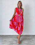 GRACE - Stylish Floral Boho Dress - Red