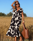 SITA - Dress with Print and V-Neckline