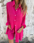 IZELA - Casual Shirt & Shorts Set - Rose Red