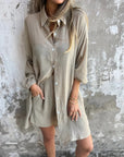 IZELA - Casual Shirt & Shorts Set - Khaki