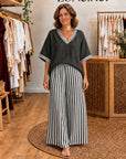 JULIANA - Varsity Top & Wide-Leg Set - Charcoal