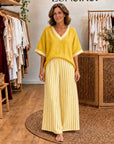 JULIANA - Varsity Top & Wide-Leg Set - Yellow