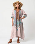 KENZA - Embroidered Panel Midi Dress