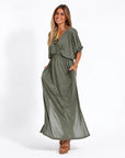 LANI - Long Vintage Dress - Army Green