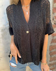 LINDSY - Elegant Textured Top - Black