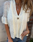 LINDSY - Elegant Textured Top - White