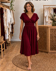 MARLENE - Flattering & Flowy Dress - Burgundy