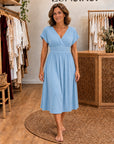 MARLENE - Flattering & Flowy Dress - Light Blue