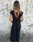 MARMARELA - Effortless V-Neck Jumpsuit - Black