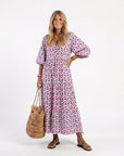 MIREYA - Geometric Tiered Midi Dress