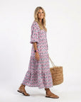MIREYA - Geometric Tiered Midi Dress