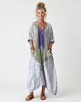 RAINA - Contrast Panel Midi Dress