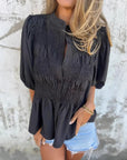 VALETE - Cotton Gauze Blouse - Black