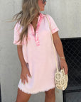 VERA - Denim Shirt Dress - Pink