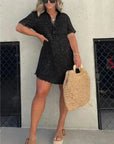 VERA - Denim Shirt Dress - Black