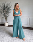 VERAMA - Casual Boho Jumpsuit - Gray Blue