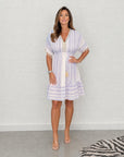ZORO - Casual Printed V-Neck Dress - Light Blue