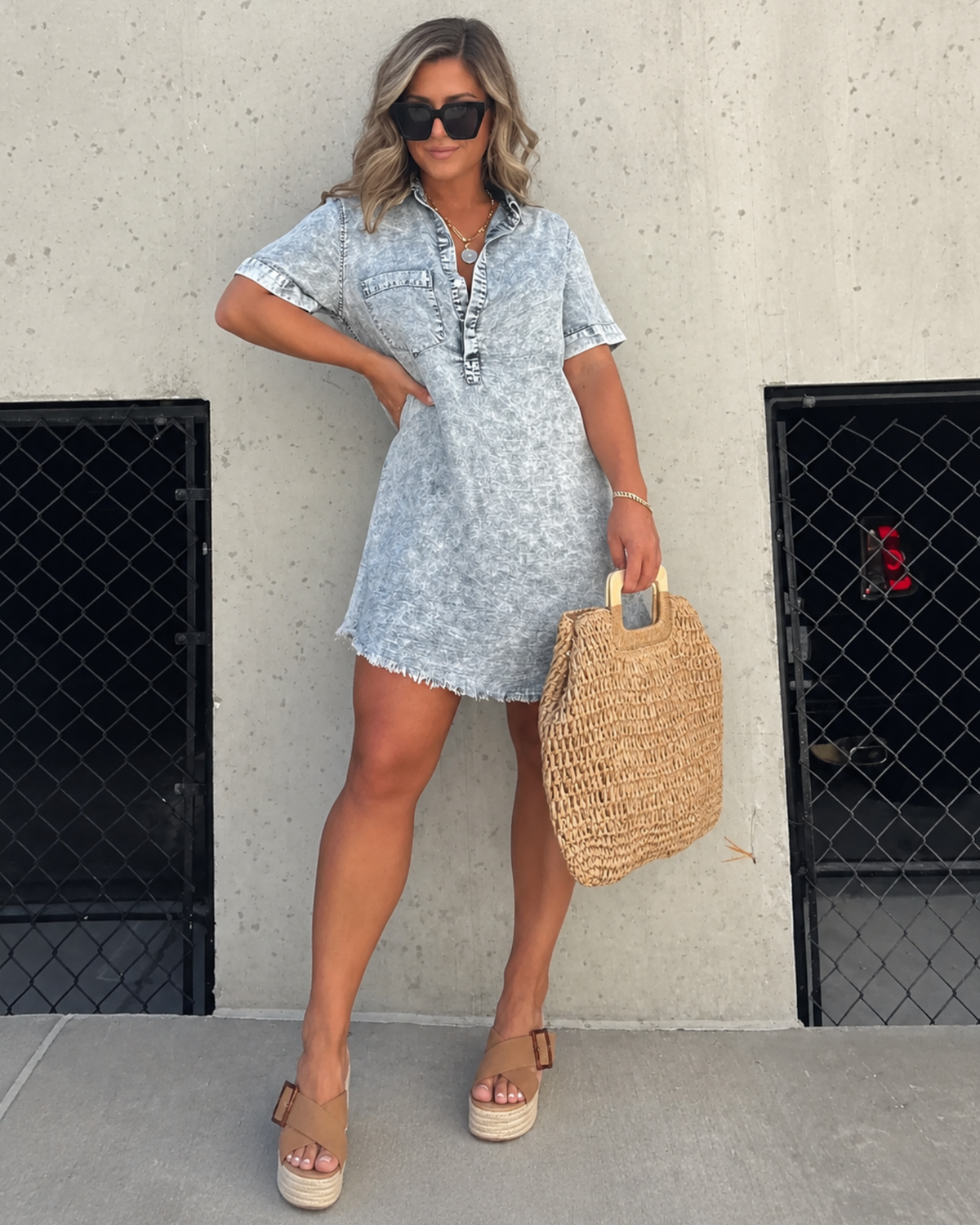 VERA - Denim Shirt Dress - Blue