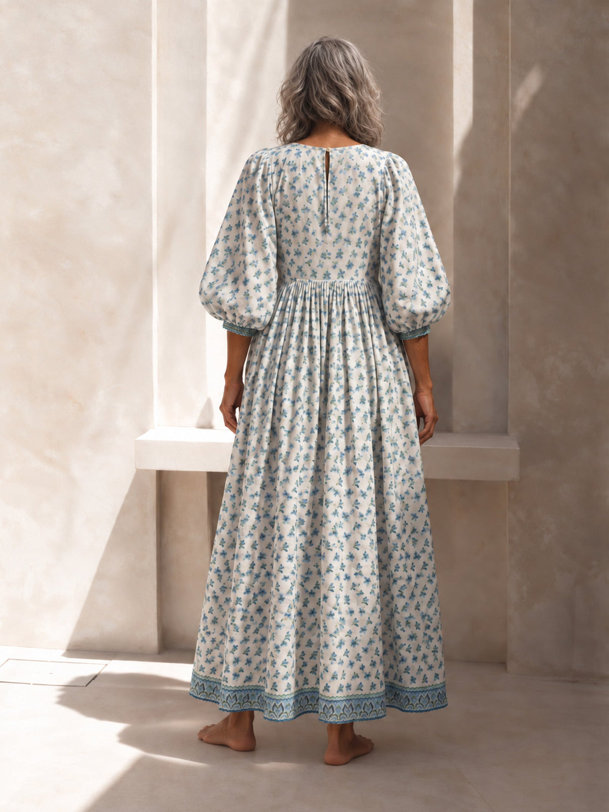 ADELA - Boho Floral Maxi Dress back view