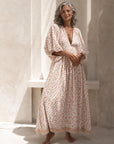 ADELA - Boho Floral Maxi Dress - Coral