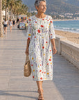 ALDARA – Women's Dress with Floral Embroidery - Meadow Fantasy