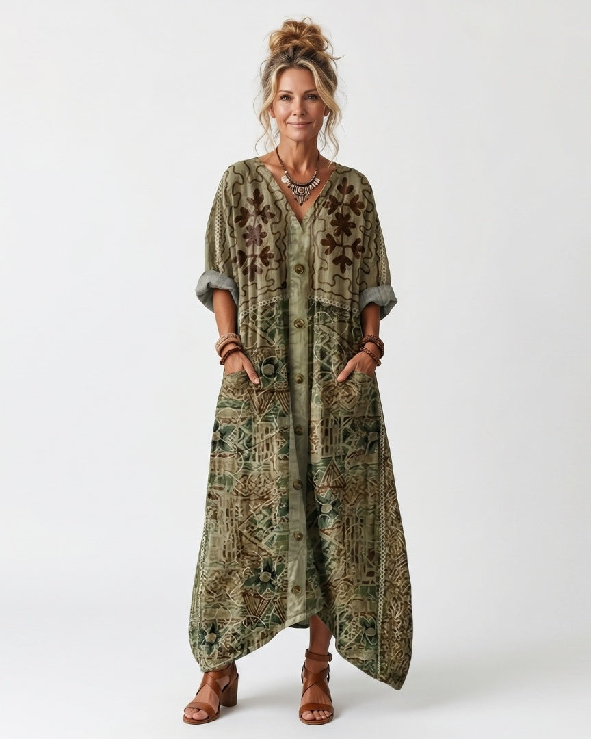 ALETA - Button Front Midi Dress