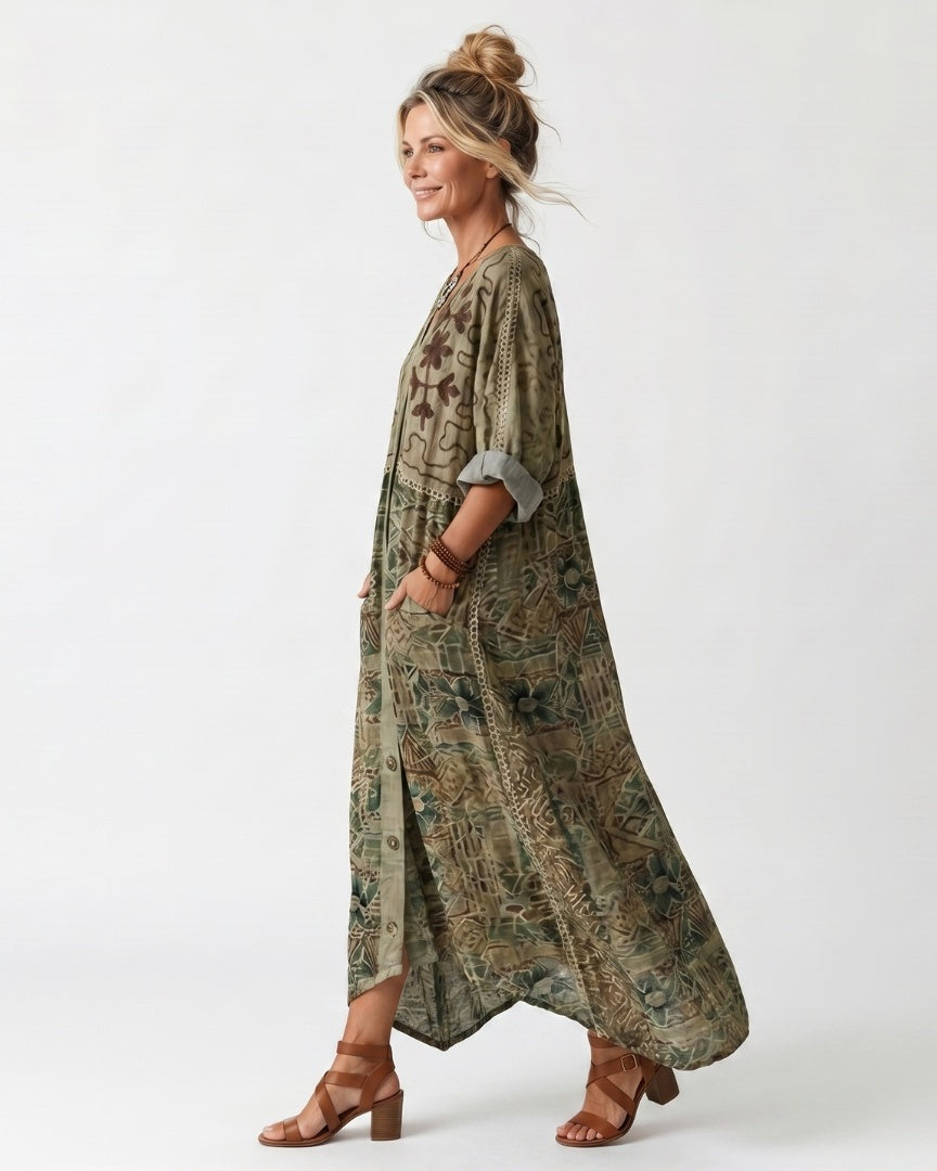 ALETA - Button Front Midi Dress