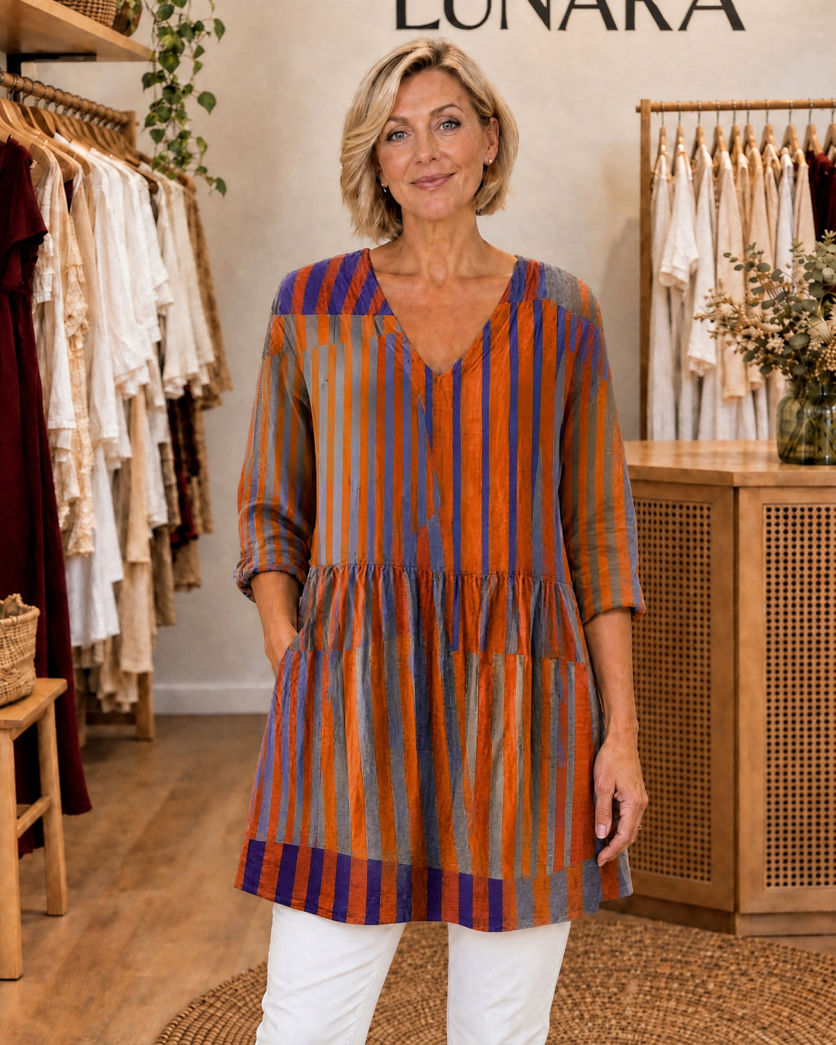 AMAIA - Long Blouse with V-Neck