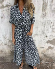 AMALIA - Leopard Print Jumpsuit - Black