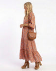 AMARA - Diamond Print Tiered Midi Dress