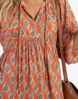 AMARA - Diamond Print Tiered Midi Dress