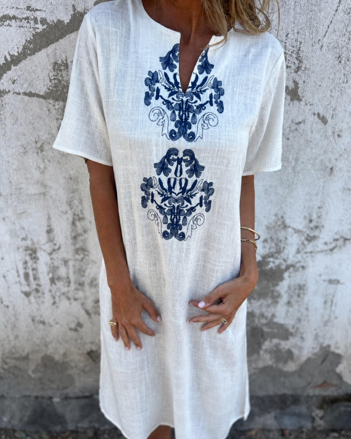ANASE - Stylish Tunic Dress - White