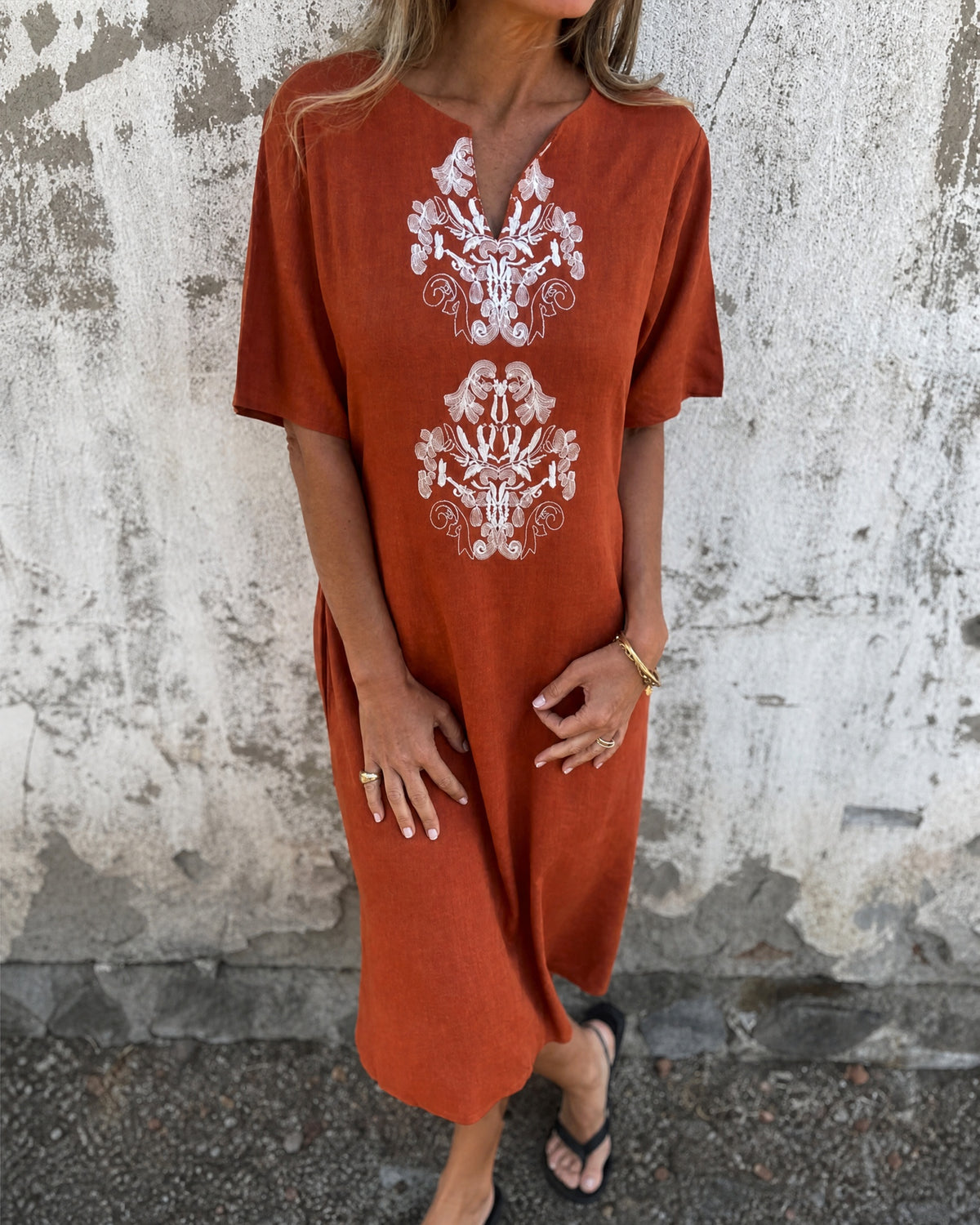 ANASE - Stylish Tunic Dress - Brown