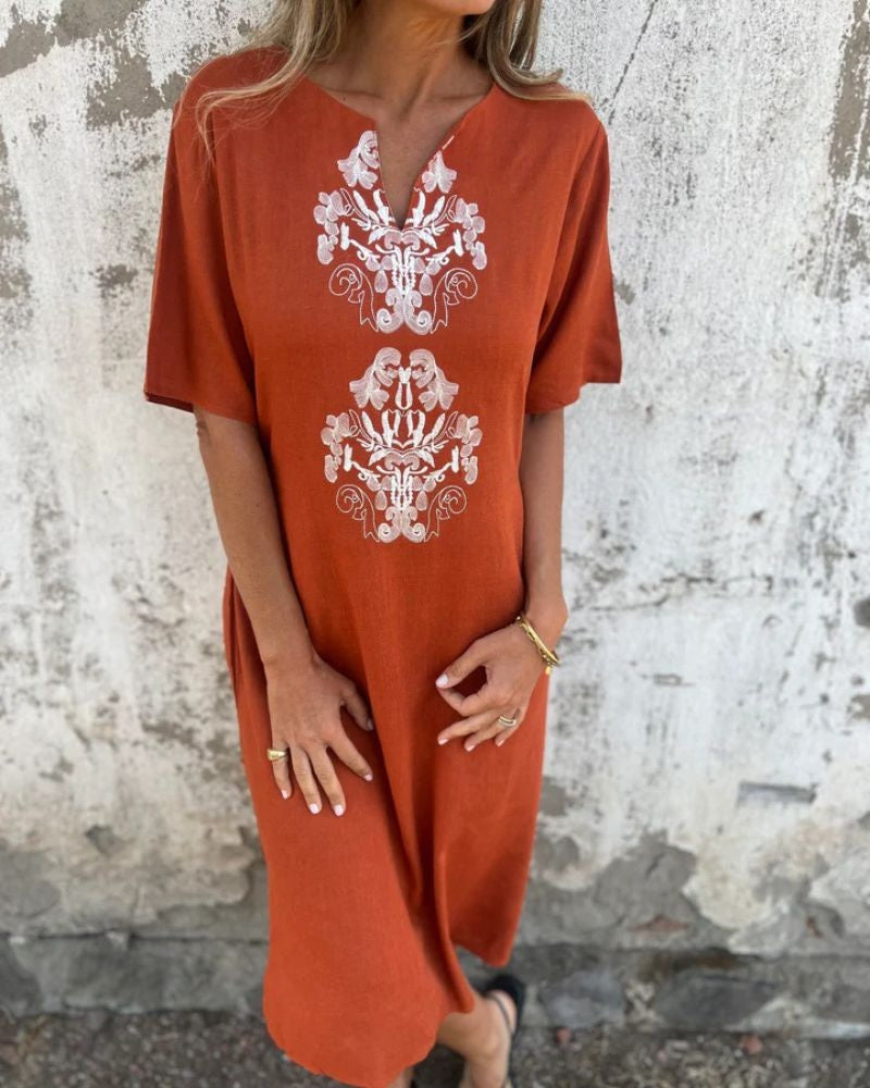 ANASE - Stylish Tunic Dress - Brown